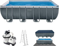 AWEHIRU Stahlrahmenpool, 549 x 274 x 132 cm, Grau/Blau, Intex Rechteckpool-Set, Sandfilteranlage, Frame 26356