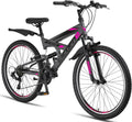 Licorne Bike Mountainbike, 26 Zoll, Grau/Pink, Premium Strong V Mountain in 24 und - Fahrrad für Jungen, Mädchen
