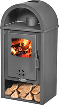 sannover Kaminofen, 10 kW, Grau, Holzofen Dikar - Keramikbefeuerung, Natürliche Entlüftung, Schwarz, Wohnzimmer
