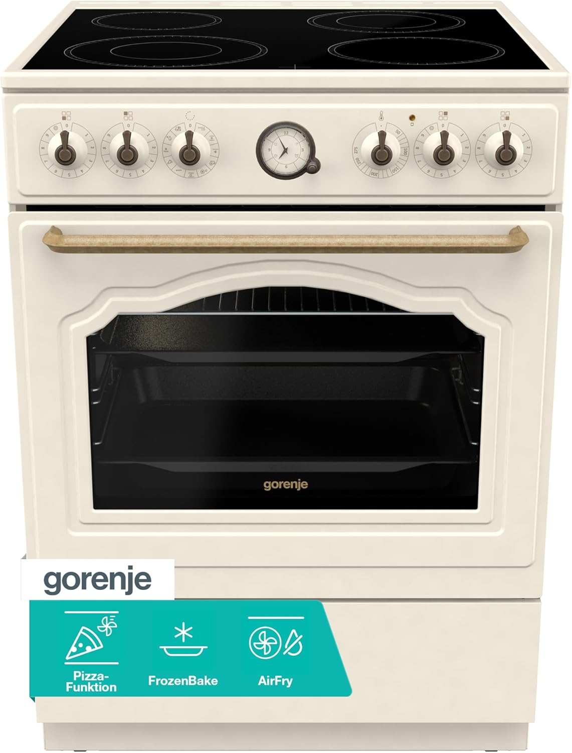 Gorenje Elektroherd, 71 Liter, 60 cm, Champagner, Classico GECS 6 B70CLI Elektrostandherd mit, Elfenbe