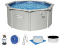 Bestway Stahlrahmenpool, 300 x 120 cm, max. Aufbaumaß: 333 x 333 cm Wasserkapazität (90%): 7.630 Liter, Innenverkleidung in Kieselmosaik-Optik