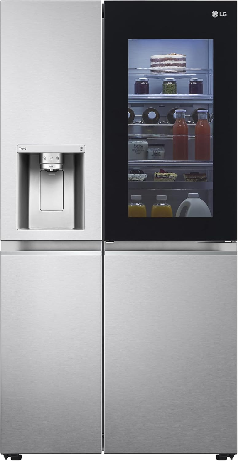 LG Side-by-Side-Kühlschrank, 4 L, Schwarz/Silber, Electronics GSXV91BSAE Kühlschrank Side-by-Side mit Eis-, Crushed Ice und Wasserspender