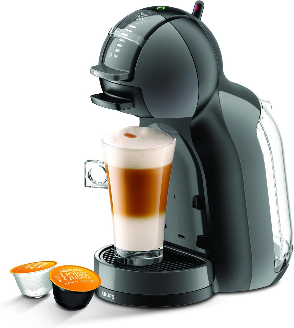 KRUPS Kaffeemaschine, 15 Bar, Schwarz/Grau, Nescafé Dolce Gusto Mini Me Kapsel-, automatisch, professionelle Qualität