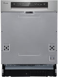 KKT KOLBE Geschirrspüler, 60 cm, Silber/Schwarz, Unterbaufähiger, teilintegrierbare Spülmaschine, Edelstahl, AquaStop