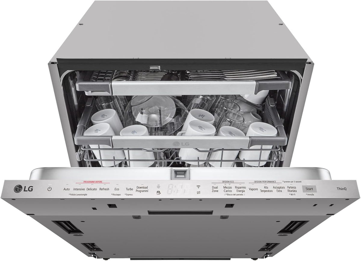 LG Geschirrspüler, Silber, QuadWash DB475TXS Einbau-, komplett versenkbar, Serie 4, Klasse A, 14 Decken, 4 Sprüharme