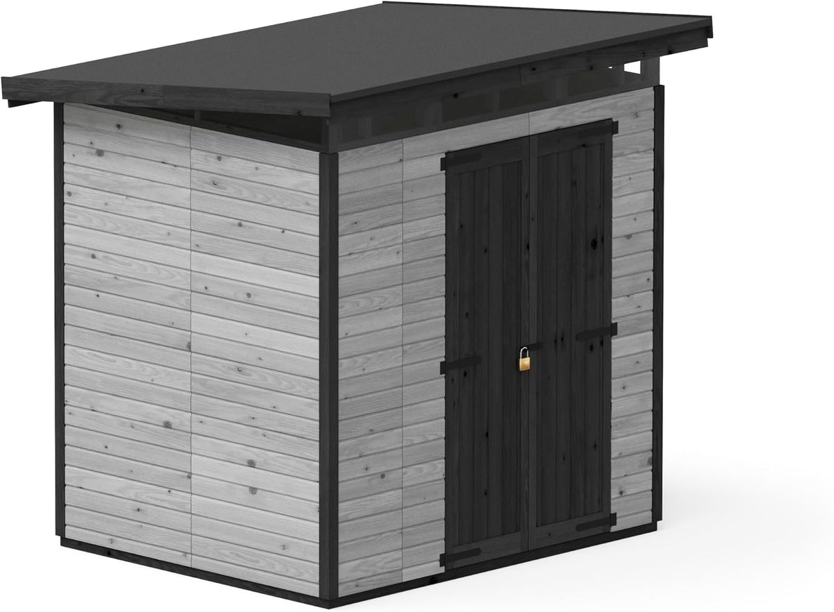 Gerätehaus Upyard, 203x163 cm, Grau/Schwarz, Gartenhaus Strongbox L - Robuste Holz mit imprägniertem, Grau