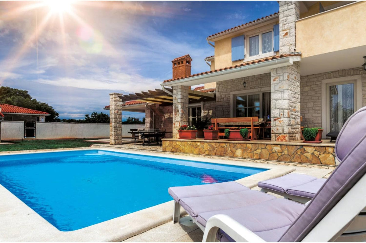 KWAD Stahlrahmenpool, 600 x 300 x 150 cm, Blau/Weiß, Styropor Pool de Luxe mit Ecktreppe Links Sand