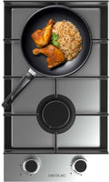 Cecotec Kochfeld, 5,2 kW, Schwarz/Silber, Gas mit 2 Brennern Bolero Squad G 2400F Inox., Dreifachflamme, Edelstahl