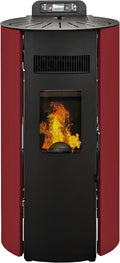 STUFE A PELLET ITALIA Öfen, 9 KW, 24 M, 80m, Rot/Schwarz, Boston WiFi, Effizienz 91% Heizt ² Autonomie 21 Std. Programmierbar