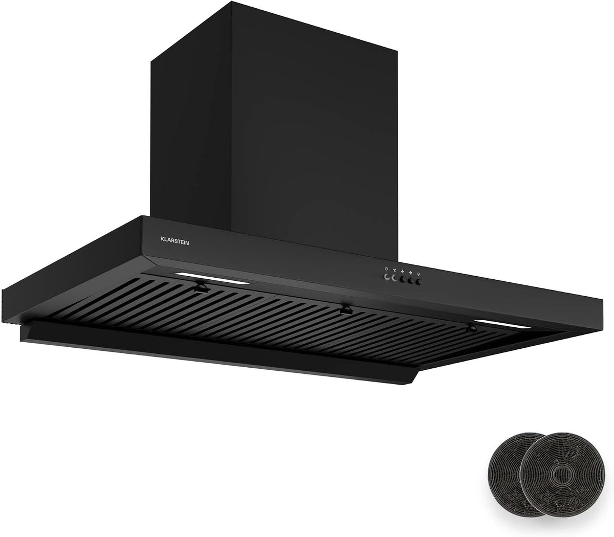 Klarstein Dunstabzugshaube, 90 cm, 721 m, Schwarz, AeroClean - Wandhaube, Boost-Modus ³/h, A++ Energieeffizienz