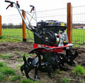 Hecht Rasenmäher, 4,8 kW, 84 cm, 32 cm, Schwarz/Rot/Silber, starke / 6, 5 PS Benzin Motorhacke I 4-Takt Motor I 32- Arbeitsbreite I