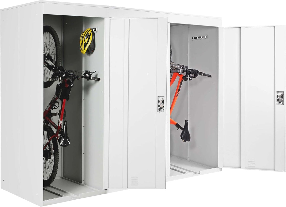 Gerätehaus Mendler, Hellgrau, 3er-Fahrradgarage HWC-H66, Fahrradbox Fahrradunterstand, erweiterbar abschließbar Metall