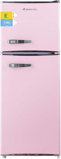 magictec Kühl-Gefrierkombination, 120 L, 88 L, 32 L, Rosa, Retro-Kühlschrank mit Gefrierfach, ( / ), Low Frost, Kühl-Gefrier-Kombination