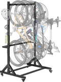 monTEK Fahrrad, 160KG, Schwarz, freistehend ständer für 5 Fahrräder, Schwerlast Vertikaler ständer mit 5 haken & 6 Helmhaken