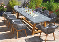 bomey Gartenmöbel-Set, 220 x 100 cm, Grau/Holzfarben, 6 Stühle mit Tisch Veltis XL aus Akazienholz - Gartenstühle