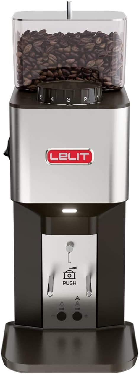 Lelit Manuelle Kaffeemühlen, 100 Watt, Anschluss: 230 V, Edelstahl/Schwarz, PL71 elektrische Kaffeemühle, 100 W