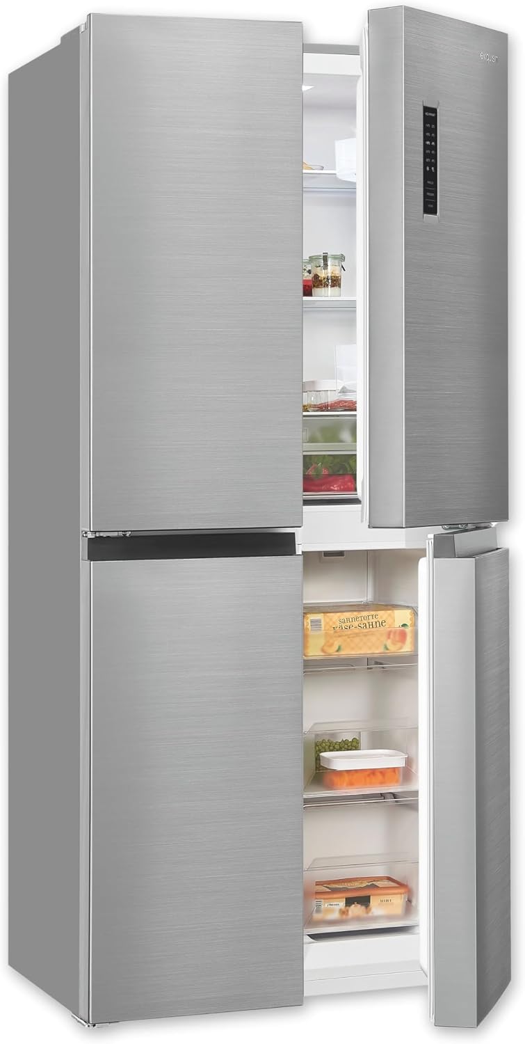 Exquisit Kühl-Gefrierkombination, 362 l, Silber, Multidoor MD365-125-040D inoxlook, Volumen, Multi Door Kühlschrank NoFrost