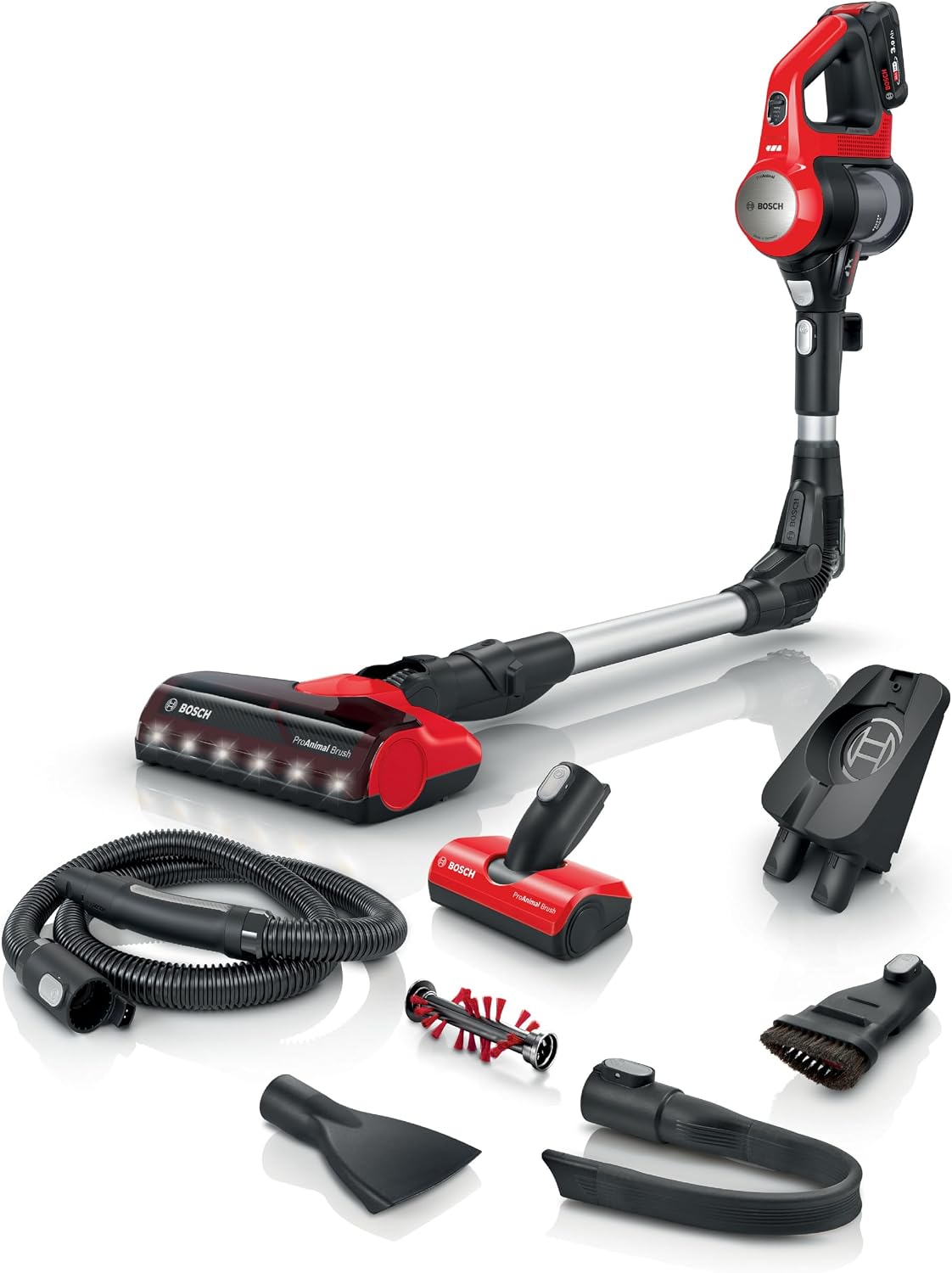 Bosch Staubsauger, 18 V, Rot/Schwarz, BCS711PET ohne Beutel, mit Akku