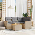 Gartenmöbel-Set ACAGALA, PE-Rattan, pulverbeschichteter Stahl, Beige/Grau, Gartenmöbel Set mit Stauraum 5 Teilig Poly Rattan