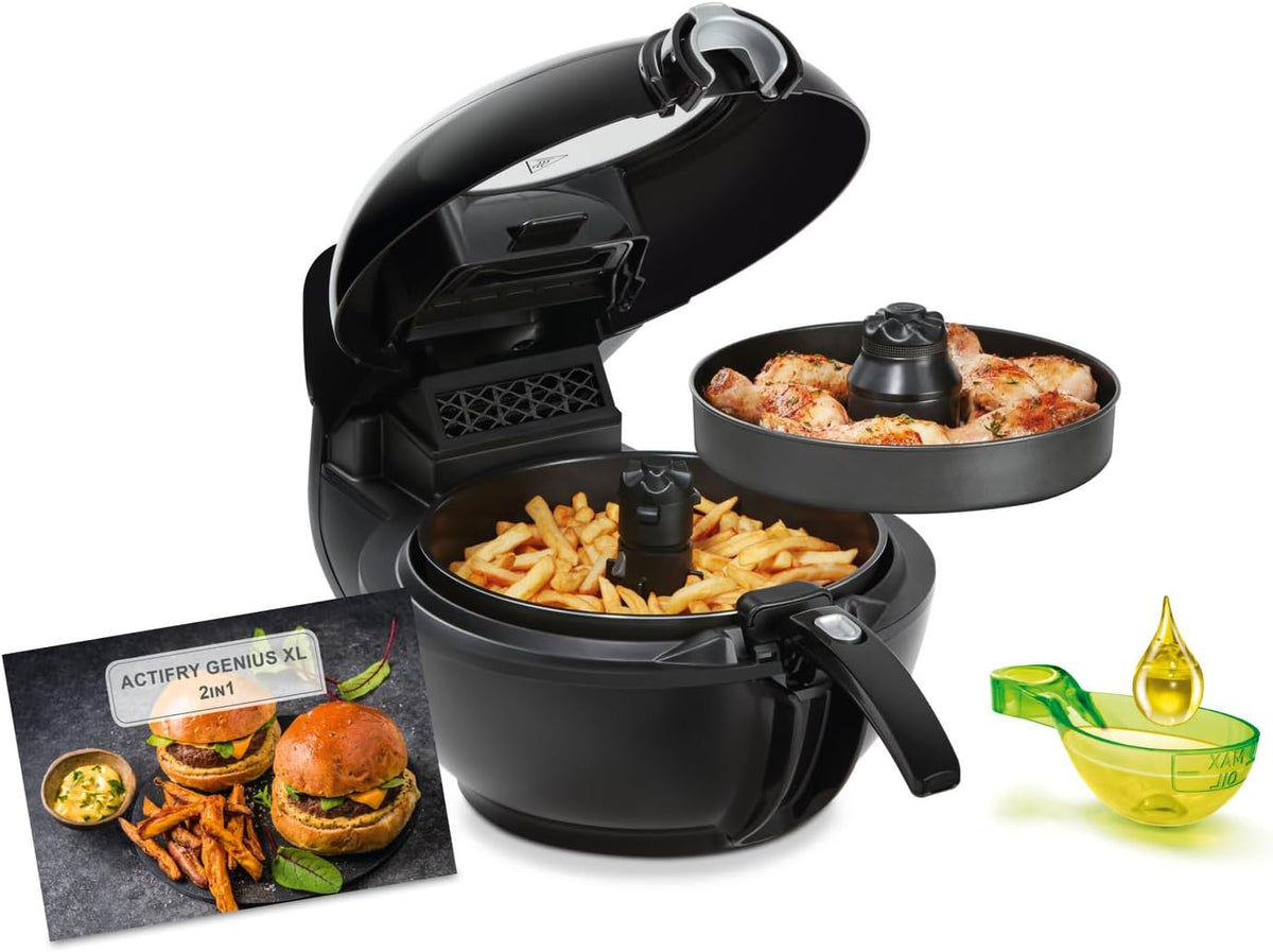 Tefal Heissluftfritteuse, 1,7 kg, schwarz, ActiFry Genius XL 2in1 Heißluftfritteuse mit Rührarm, Testsieger, für 8 Personen