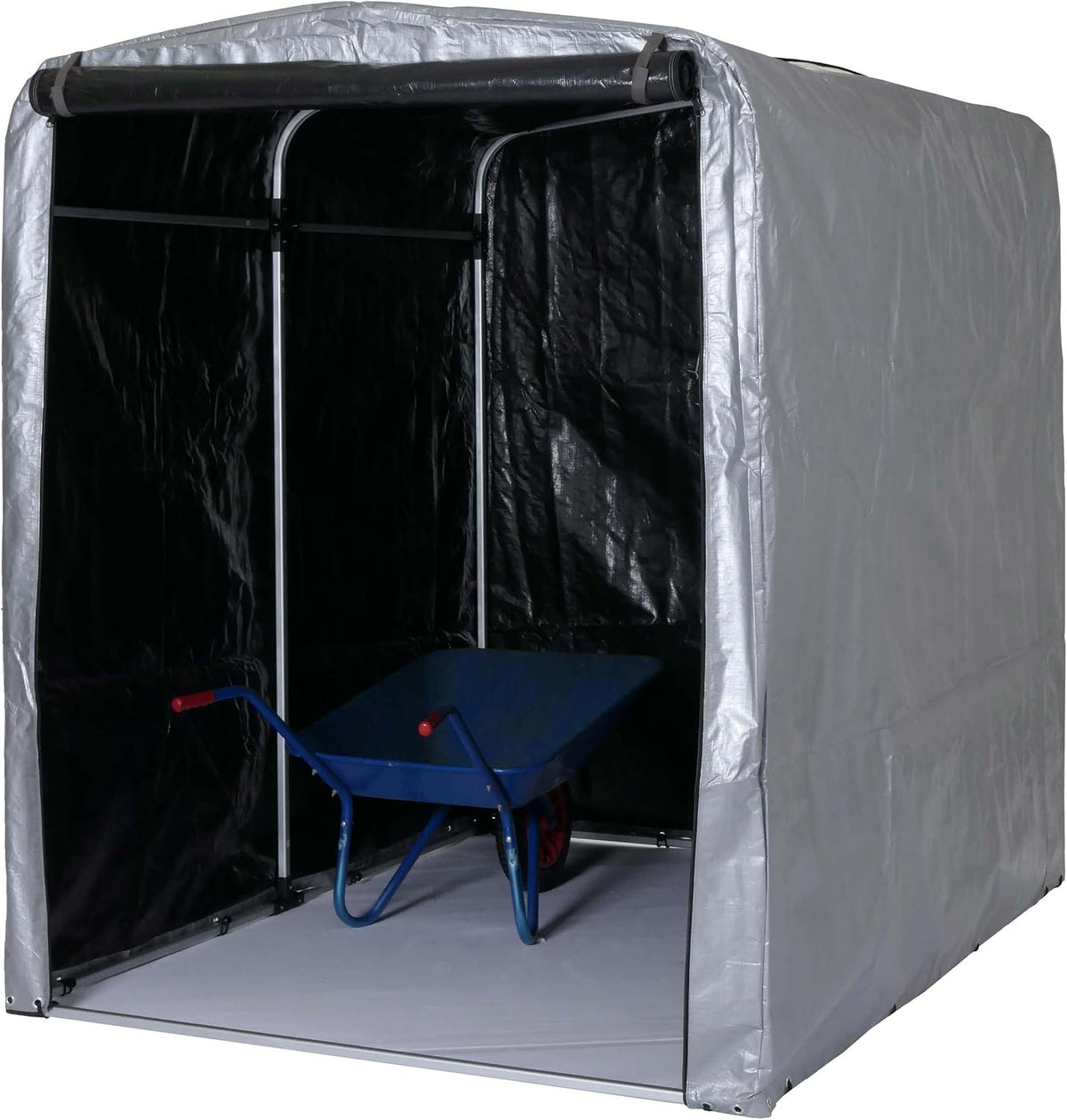 Mendler Gerätehaus, 201x157x201 cm, Silber/Schwarz, HWC-N61, Gartenschuppen Geräteschuppen Gartenhaus, Alu UV-Schutz wasserfest