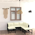Gartenmöbel-Set ACAGALA, PE (Polyethylen) Rattan, pulverbeschichteter Stahl, Schwarz/Cremeweiß