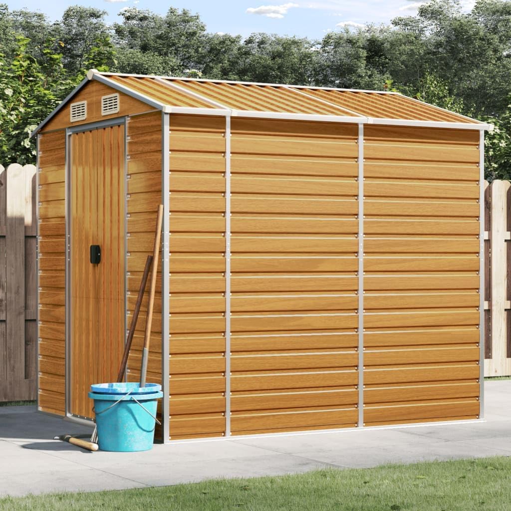 Gerätehaus Xichuzi, 191x215x198 cm, Verzinkter Stahl, Hellbraun, Gartenhaus, Fahrradgarage, Gartenhütte, Geräte Schuppen