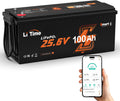 Litime Monitor, 2560 Wh, 100 Ah, 24 V, Schwarz/Orange, LiFePO4 Lithium Batterie mit Bluetooth-Funktion und, 4000+ Zyklen mit 100A BMS