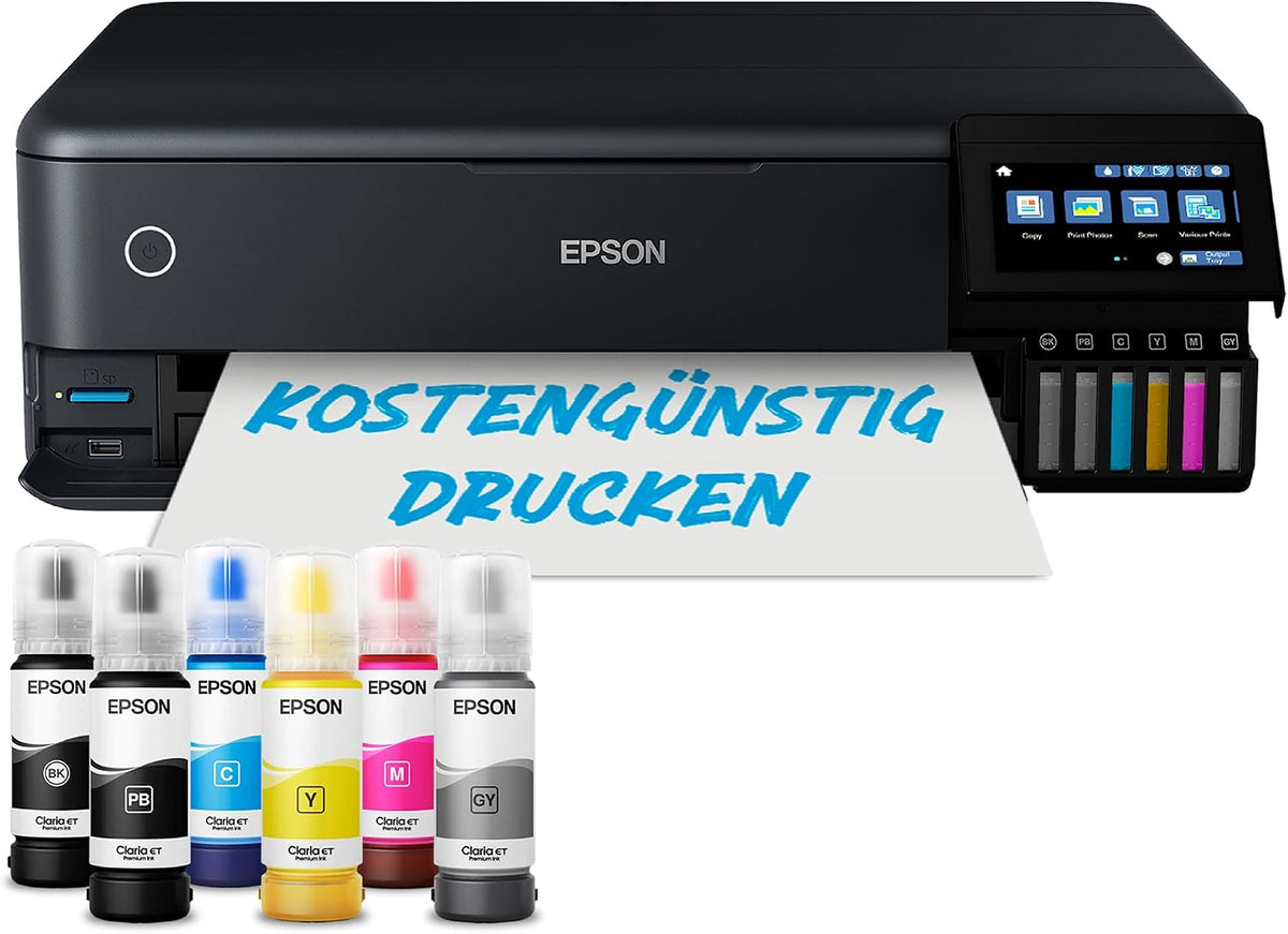 Epson Tintenstrahldrucker, 10.9 cm, Schwarz, EcoTank ET-8550 Tintentankdrucker, Fotodruck, 6-Farb-Tintensystem