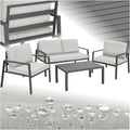 Sofa tectake, Aluminium, pulverbeschichteter Stahl, 100 % Polyester, Polyurethan, Polypropylen, Hellgrau/Dunkelgrau