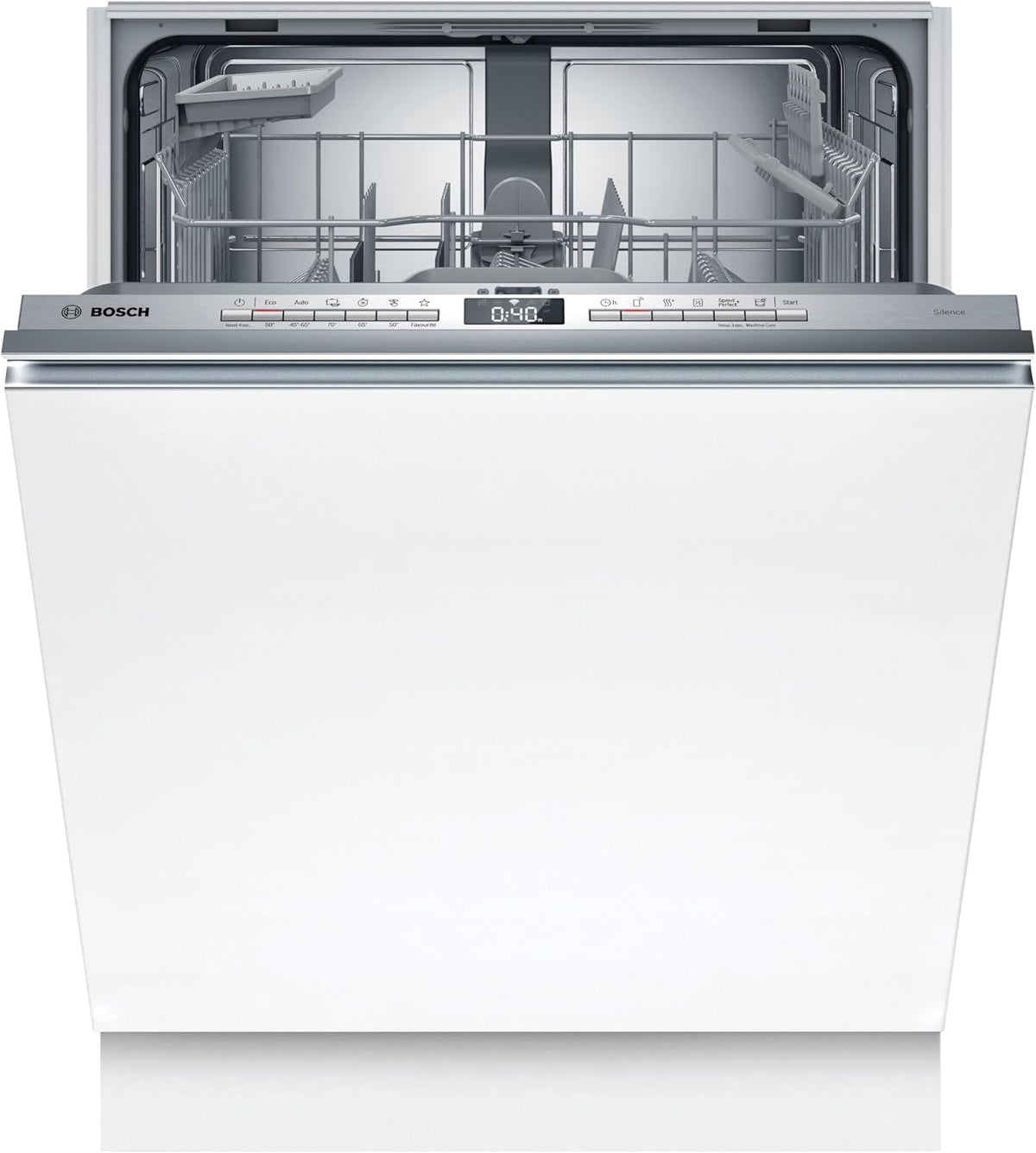 Bosch Geschirrspüler, 60 cm, Weiß/Silber, SMV4HTX00E Serie 4, vollintegrierte Spülmaschine mit Besteckkorb, Extra Trocknen