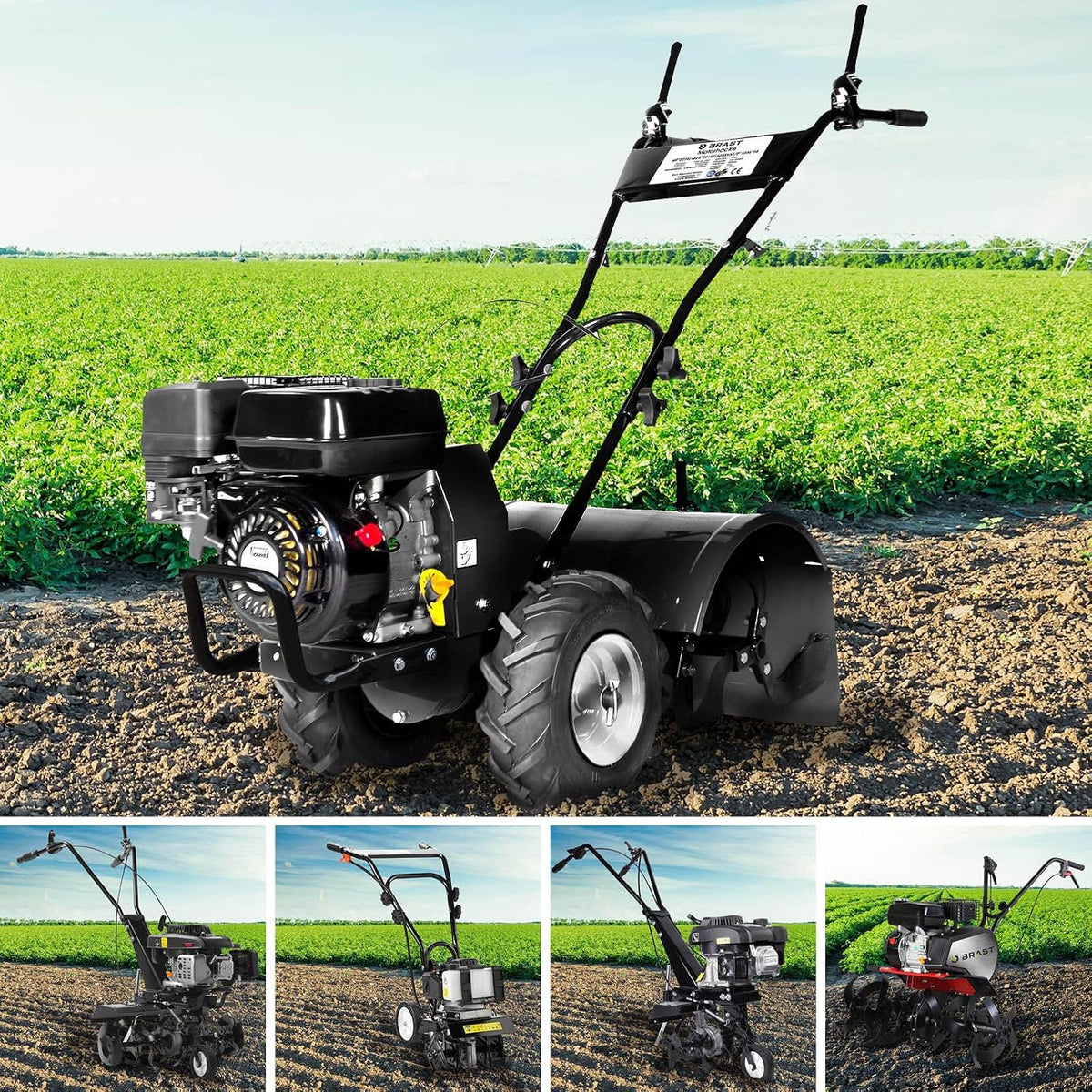 BRAST Motorhacken, 5,15 kW, 1,9 kW, 85 cm, Schwarz, Motorhacke Gartenfräse Benzin, 6PS)- (7PS), 25- Arbeitsbreite