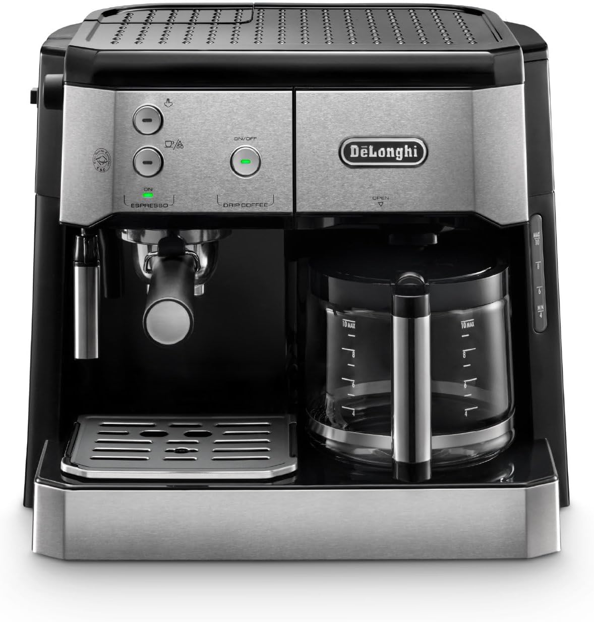 De'Longhi Kaffeemaschine, 1 l, Edelstahl/Schwarz, Kombi BCO 421.S, mit Espresso-Siebträger und Filterkaffee-Funktion