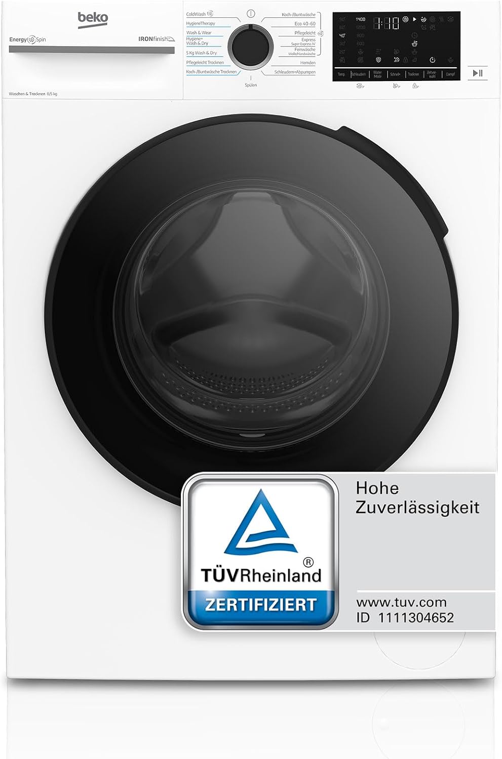 Beko Professional Waschtrockner, 8 kg, 5 kg, Weiß/Schwarz, BM3DT4844 W Frontlader, Waschen / Trocknen, 1400 U/M