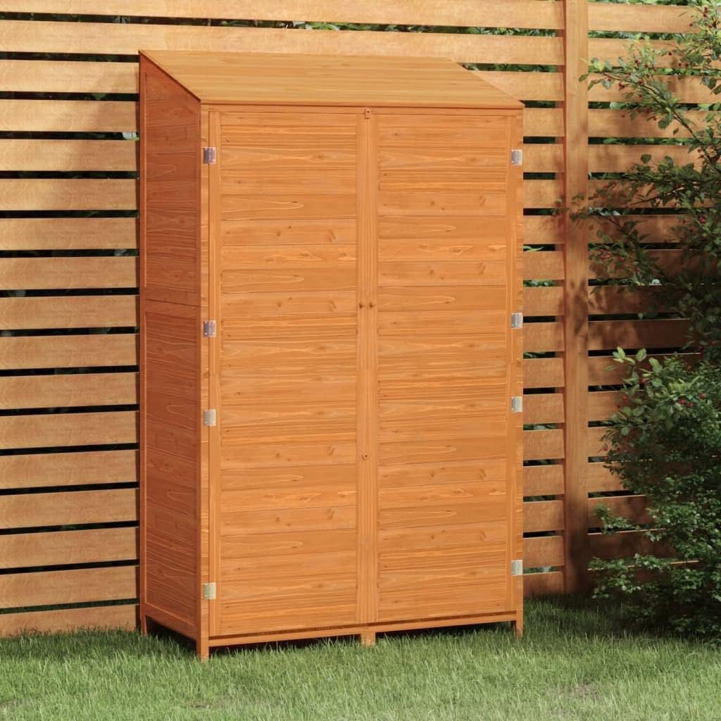 Mokuyary Gerätehaus, 102x52x174,5 cm, Massives Tannenholz, Braun, Geräteschuppen Massivholz Tanne Gartenh