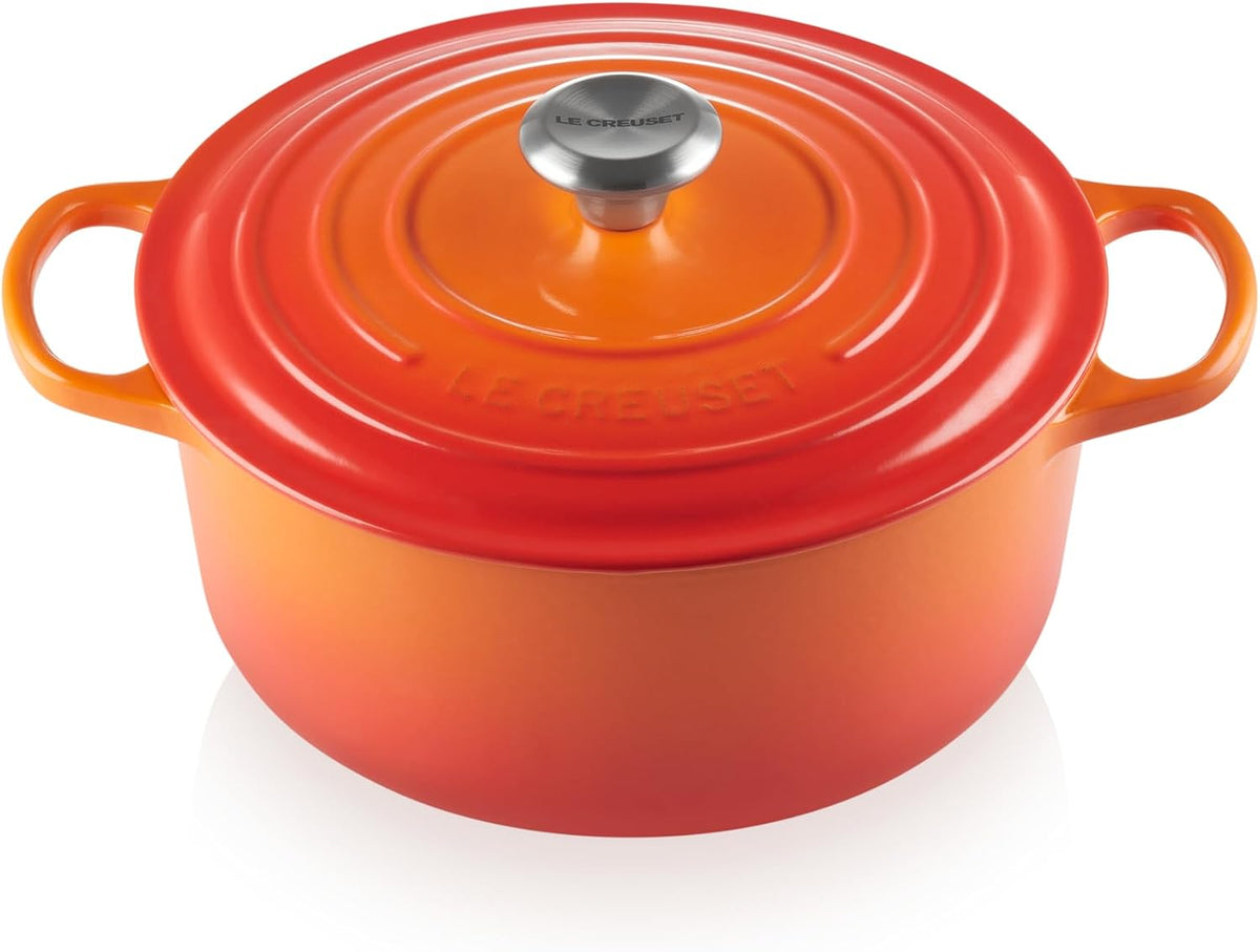 Le Creuset Bräter rund Signature Backofen, 5,135 kg, 26 cm, 5,3 l, Orange/Rot