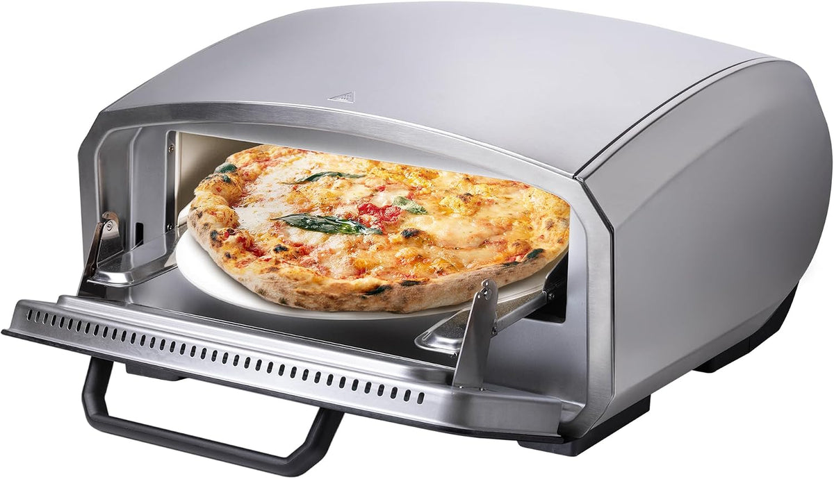 Unold Pizzaofen, 33 cm, Silber/Schwarz, 68916 Enzo elektrisch rotierender Pizzastein ca. 500 °C 6
