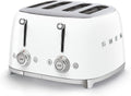 Smeg Toaster, 2000 W, Weiß, Toast 4x4 TSF03WHEU, 4 Fächer für 4 Scheiben, 6 Stufen vergoldet, Heizfunktion, Abtau- und Bagel- Funktion