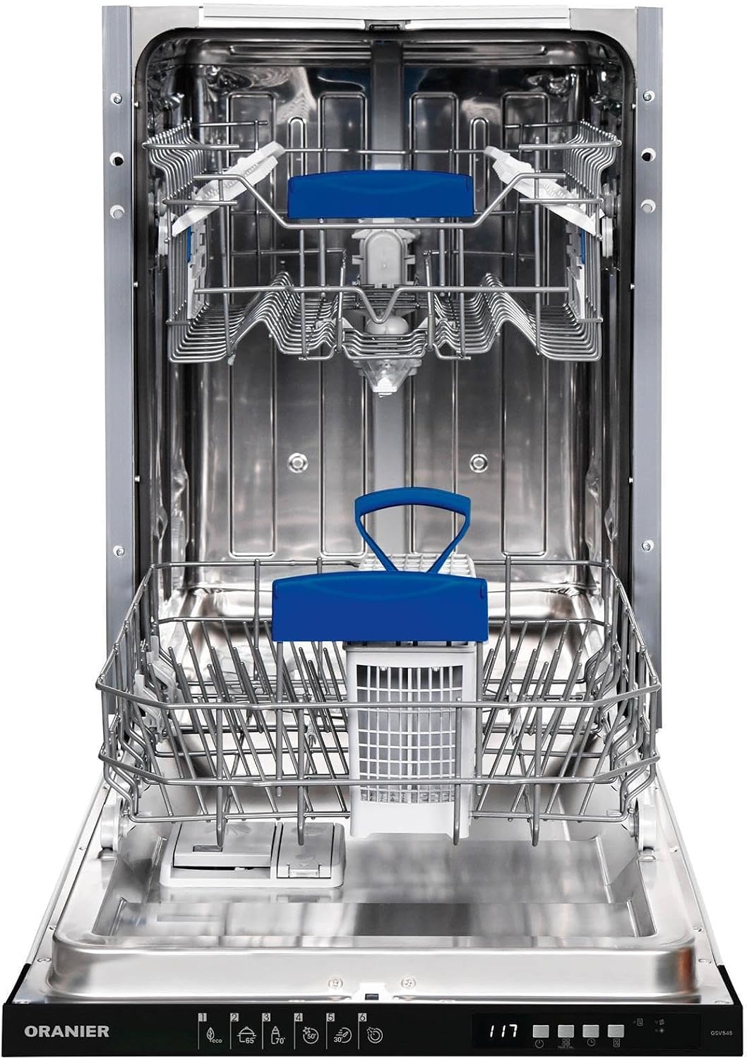 Oranier Geschirrspüler, 45 cm, Silber/Blau, Einbau Spülmaschine - vollintegrierbarer Spülautomat