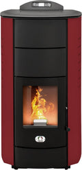 STUFE A PELLET ITALIA Öfen, 22 KW, 140m, Rot/Schwarz, Manhattan, Hydro- für Heizung und Warmwasser 89% Effizienz Heizt ²