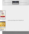 Exquisit Geschirrspüler, 60 cm, Silber/Weiß, Einbau- EGSP9614-EB-030B inox, Teilintegrierter, 14 Maßgedecke, Bodenlicht