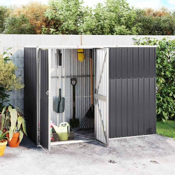 Woonisher Gerätehaus, 225x89x161 cm, Verzinkter Stahl, Metall, Anthrazit/Silber