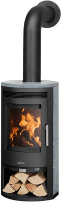 Justus Kaminofen, 5,5 kW, Schwarz/Speckstein, Baltrum D 2.0, Stahl Schwarz