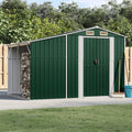 RMIHSJG Gerätehaus, 277x192,5x179 cm, 4 L, Verzinkter Stahl, PP (Polypropylen), Grün/Grau