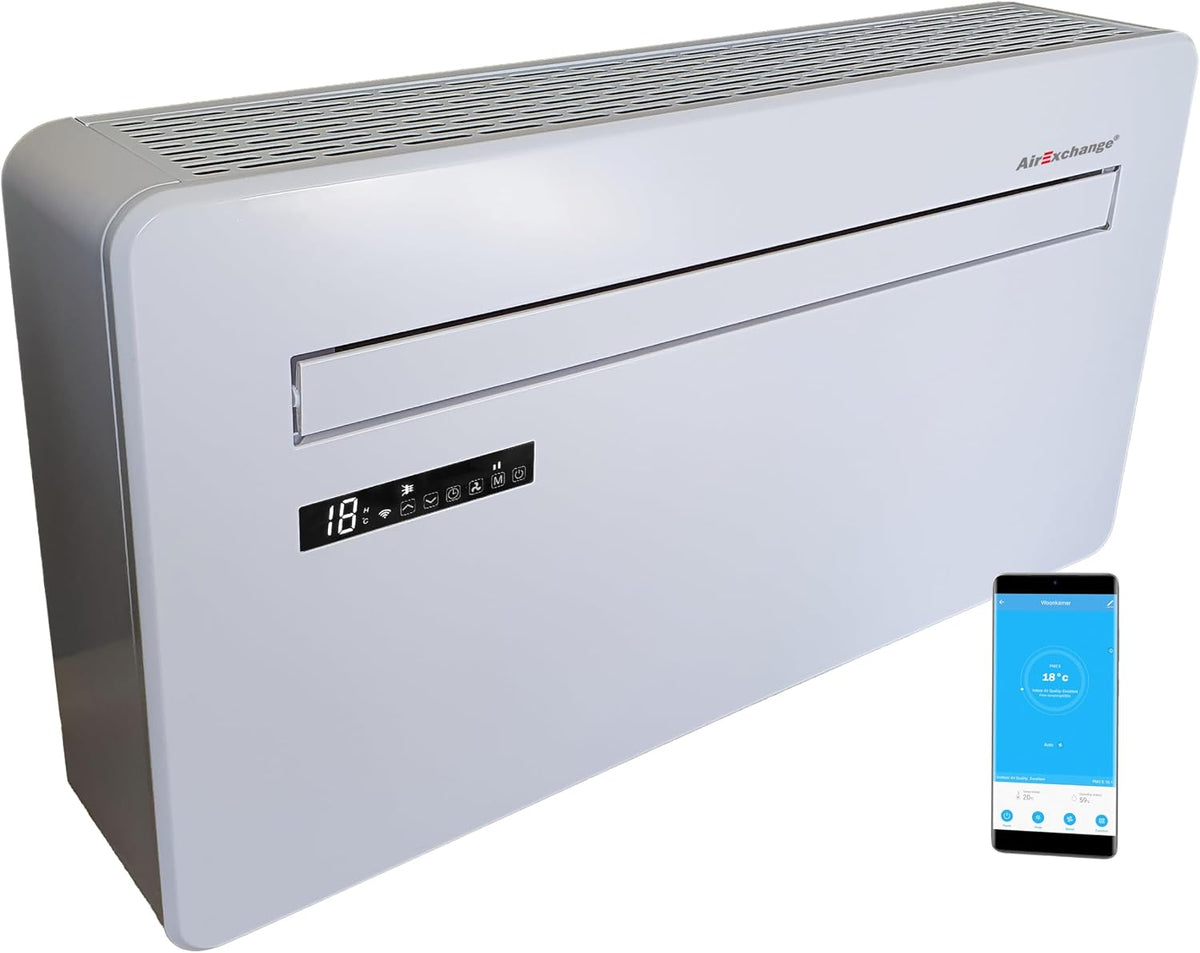 Airexchange Split-Klimaanlage, 80 m, Weiß, Wand-Monoblock-Klimaanlage-Wärmepumpe-INVERTER, 4-in-1 Klimaanlage ohne Außengerät