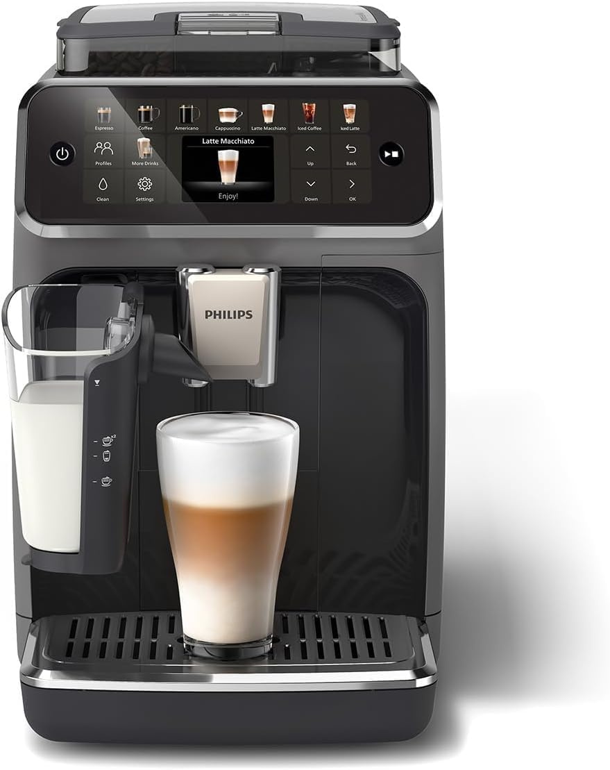 Philips Kaffeevollautomat, Schwarz/Grau, Serie 5500, LatteGo Milchsystem, 20 heiße und kalte Kaffeespezialitäten