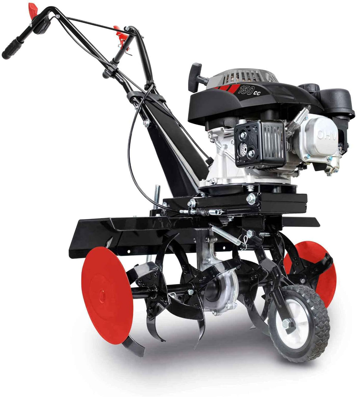 Scheppach Motorhacken, 560 mm, 260 mm, Schwarz/Rot/Silber, Benzin Motorhacke MTP560 Gartenhacke Bodenfräse, 4 Takt Benzin Motor mit 3