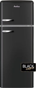 Amica Kühlschrank, 144 cm, 55 cm, 62 cm, Schwarz, KGC 15637 MS Retro Kühl-/Gefrierkombination / Matt / (H) x