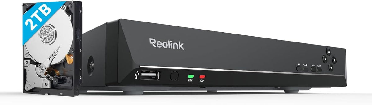 Reolink Kamera, Schwarz, 8CH 4K PoE NVR Überwachungssystem Rekorder mit 2TB, Videoüberwachung für Haus, Innen, RLN8-410